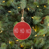 RED HO HO WOOD ORNAMENT