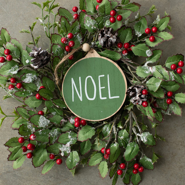 GREEN NOEL WOOD ORNAMENT