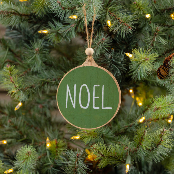 GREEN NOEL WOOD ORNAMENT