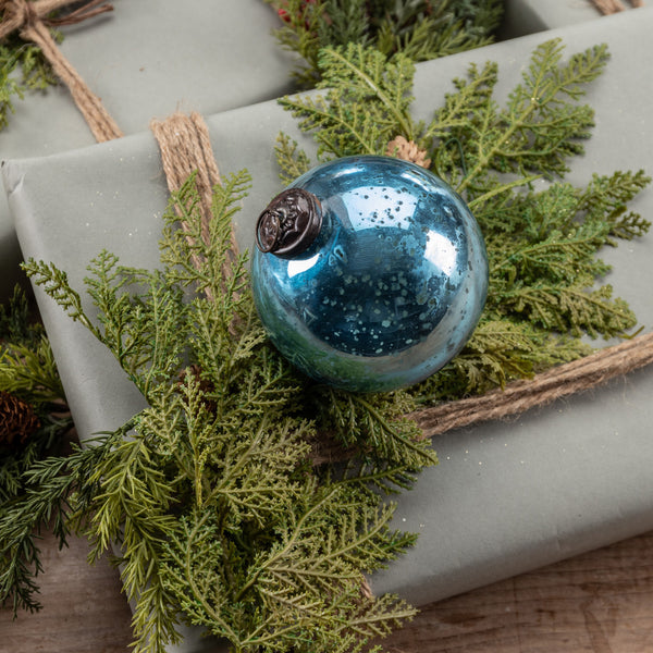 4" BLUE KUGEL ORNAMENT