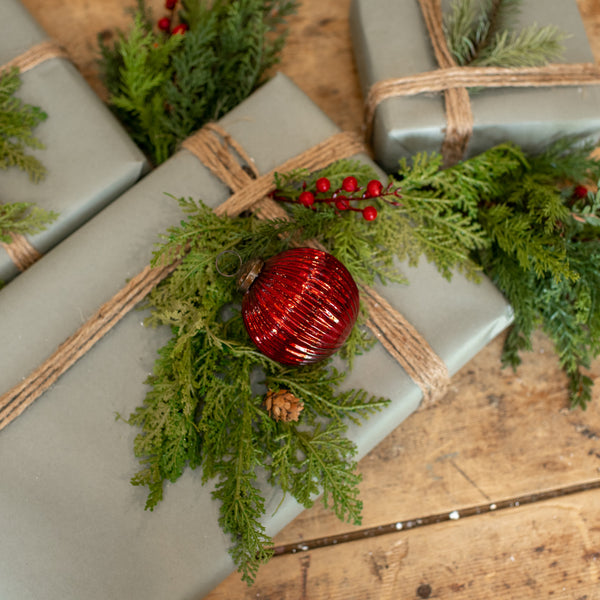 3" RIBBED RED KUGEL ORNAMENT