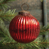 4" RIBBED RED KUGEL ORNAMENT