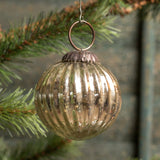 2" RIBBED SILVER KUGEL ORNAMENT