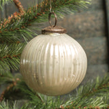 3" RIBBED WHITE KUGEL ORNAMENT