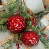 3" RED GEOMETRIC KUGEL ORNAMENT