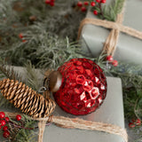 3" RED GEOMETRIC KUGEL ORNAMENT