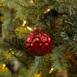 3" RED GEOMETRIC KUGEL ORNAMENT