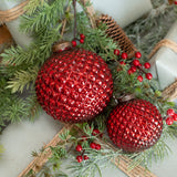 4" RED TEXTURED KUGEL ORNAMENT