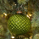 4" GREEN TEXTURED KUGEL ORNAMENT