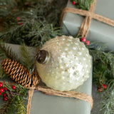 4" WHITE HOBNAIL KUGEL ORNAMENT