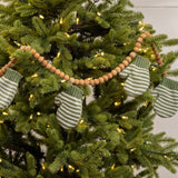 9' WOODEN BEAD WITH KNIT GREEN AND WHITE MITTEN GARLAND