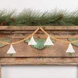 9' WOODEN BEAD WITH KNIT WHITE TREE KNIT GARLAND