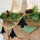 9' WOODEN BEAD WITH KNIT BLACK TREE GARLAND