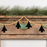 9' WOODEN BEAD WITH KNIT BLACK TREE GARLAND