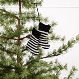 4" BLACK AND WHITE STOCKING ORNAMENT