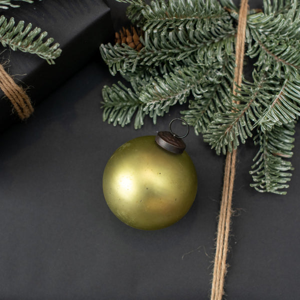 3" OLIVE GREEN KUGEL ORNAMENT