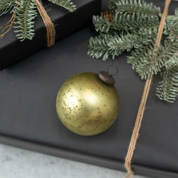 4" OLIVE GREEN KUGEL ORNAMENT