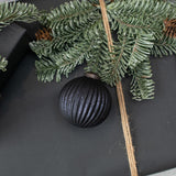 3" BLACK RIBBED KUGEL ORNAMENT