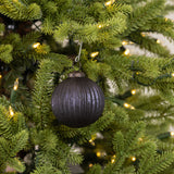 3" BLACK RIBBED KUGEL ORNAMENT