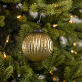 3" OLIVE GREEN RIBBED KUGEL ORNAMENT