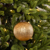 4" CHAMPAGNE RIBBED KUGEL ORNAMENT