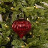 4" RED TEXTURED TEARDROP KUGEL ORNAMENT