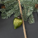 3" GREEN TEXTURED TEARDROP KUGEL ORNAMENT