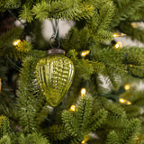 3" GREEN TEXTURED TEARDROP KUGEL ORNAMENT