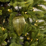 4" GREEN TEXTURED TEARDROP KUGEL ORNAMENT