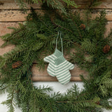 4" GREEN & WHITE MITTEN ORNAMENT