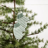 4" GREEN & WHITE MITTEN ORNAMENT