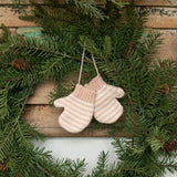 4" PINK & WHITE MITTEN ORNAMENT