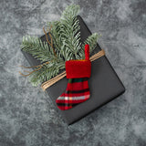 4" TARTAN STOCKING ORNAMENT W/ RED CUFF