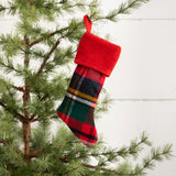 8" TARTAN STOCKING ORNAMENT W/ RED CUFF