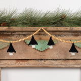 9' WOODEN BEAD WITH KNIT BLACK & WHITE TREE GARLAND