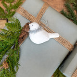 WHITE BIRD W/ PINECONE ORNAMENT