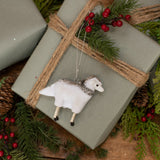 3.5" WHITE SHEEP W/ TINSEL COLLAR & BEADS