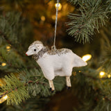 3.5" WHITE SHEEP W/ TINSEL COLLAR & BEADS