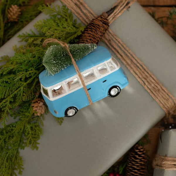 BLUE VAN W/ CHRISTMAS TREE ORNAMENT