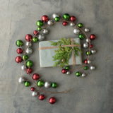 6' RED, GREEN & SILVER BALL GARLAND W/ 2.75" BALL