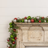 6' RED, GREEN & SILVER BALL GARLAND W/ 2.75" BALL