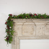 72" RED, GREEN & SILVER BALL GARLAND W/ 2" BALL