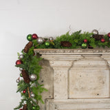 72" RED, GREEN & SILVER BALL GARLAND W/ 2" BALL