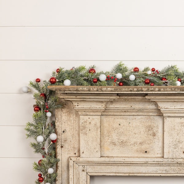 72" RED & WHITE BALL GARLAND W/ 1.5" BALL