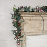 72" SKY BLUE, BLUSH & SILVER BALL GARLAND W/ 2.75" BALL