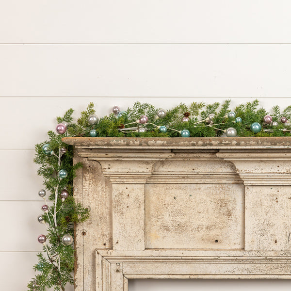 72" SKY BLUE, BLUSH & SILVER BALL GARLAND W/ 1.5" BALL