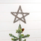 10" SILVER TINSEL STAR TREE TOPPER