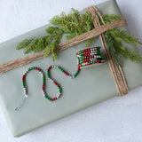 72" RED, GREEN & SILVER BEAD GARLAND SPOOL