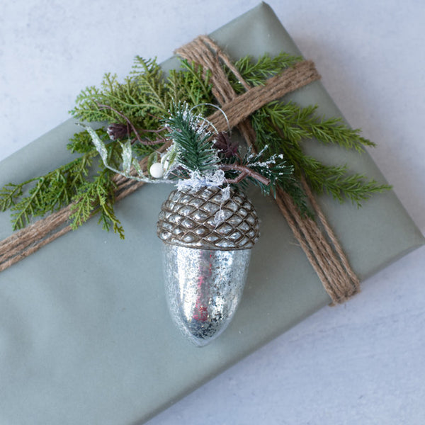 6.5" SILVER DIPPED PINECONE ORNAMENT