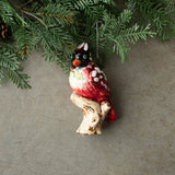 5" SNOWY CARDINAL BRANCH ORNAMENT